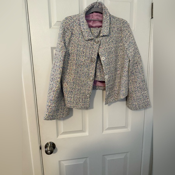 Hill House SetMulticolor Rainbow Tweed Bee Jacket and Skirt Medium - Picture 2 of 2
